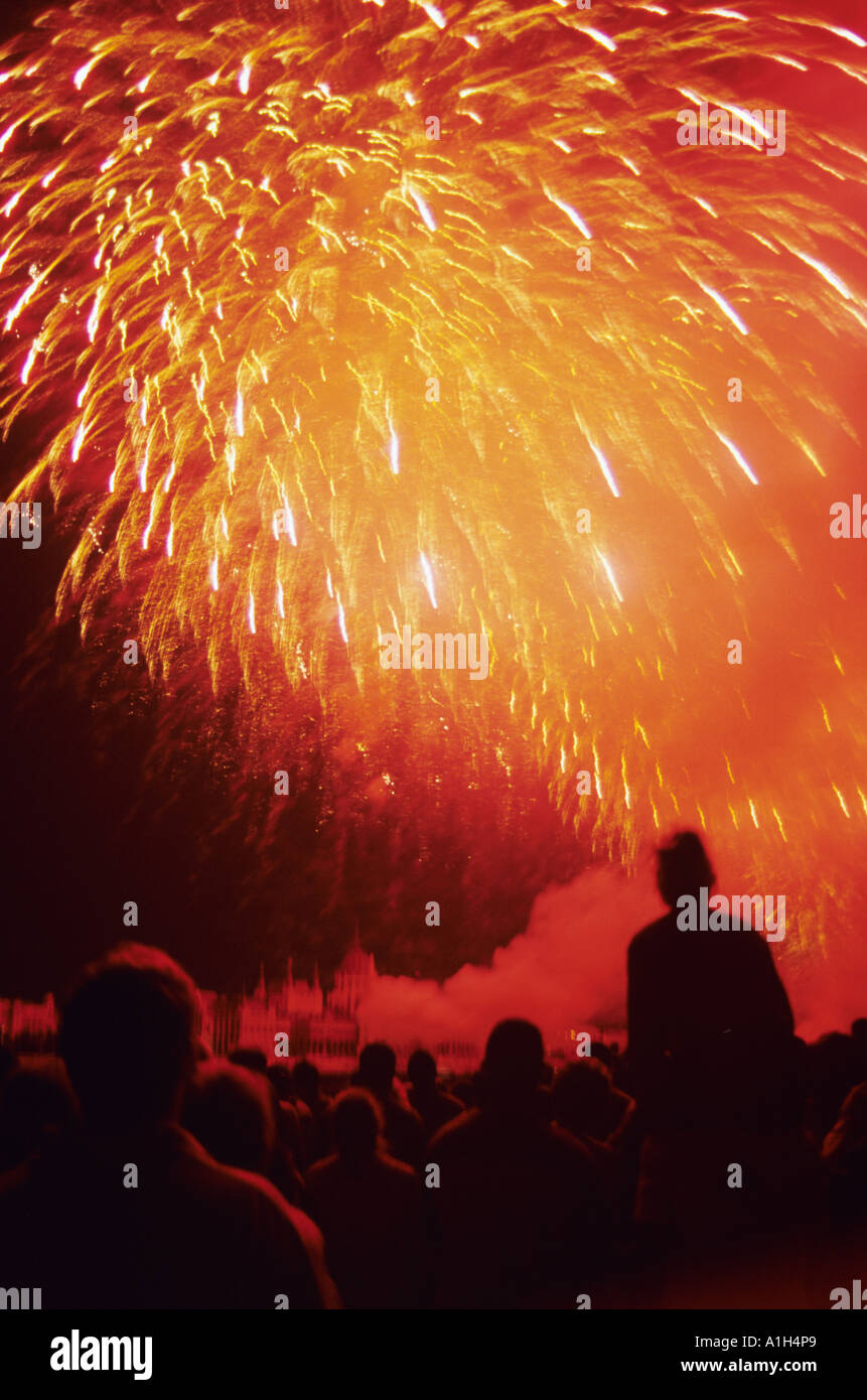 Firework display Budapest Hungary Stock Photo