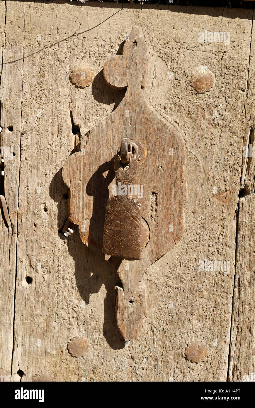 historic door in the old town of Sanaa Sana a Yemen Stock Photo