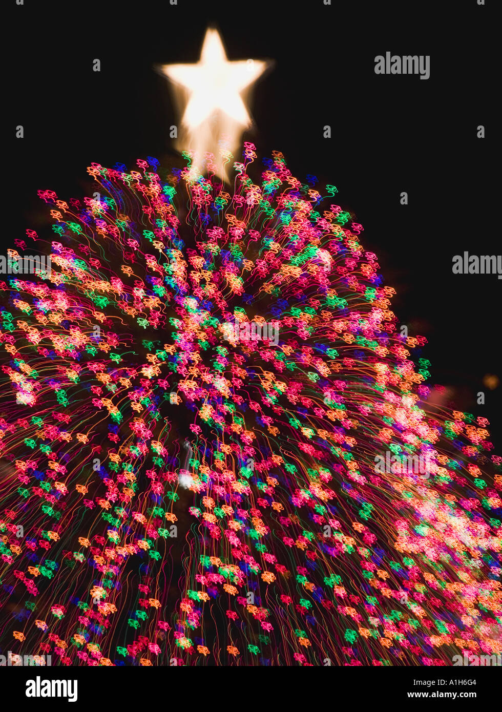 Christmas tree North Adams Massachusetts time exposure with motion blur