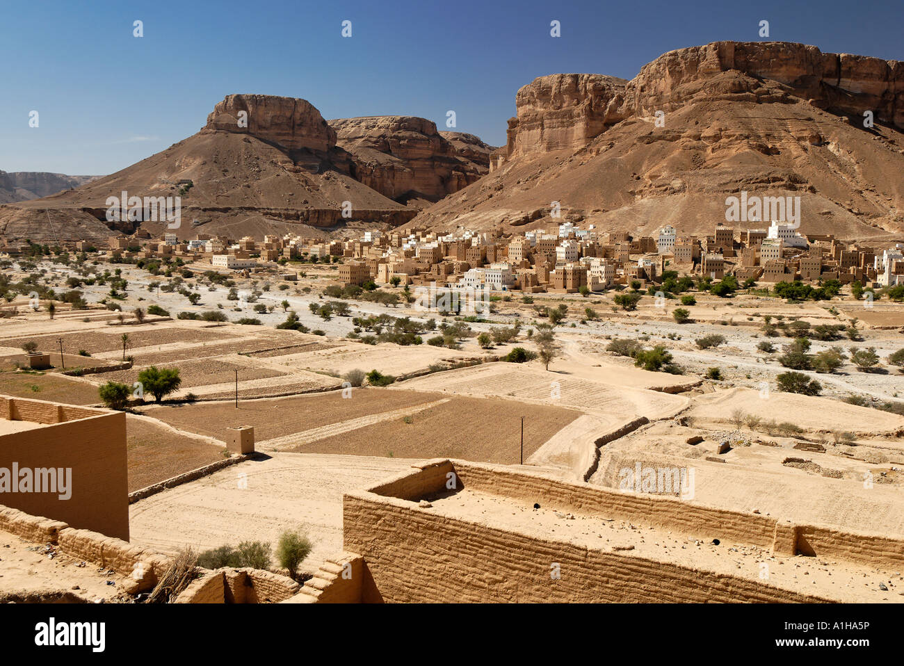 old town of Al Hajjaryn Wadi Doan Hadramaut Yemen Stock Photo