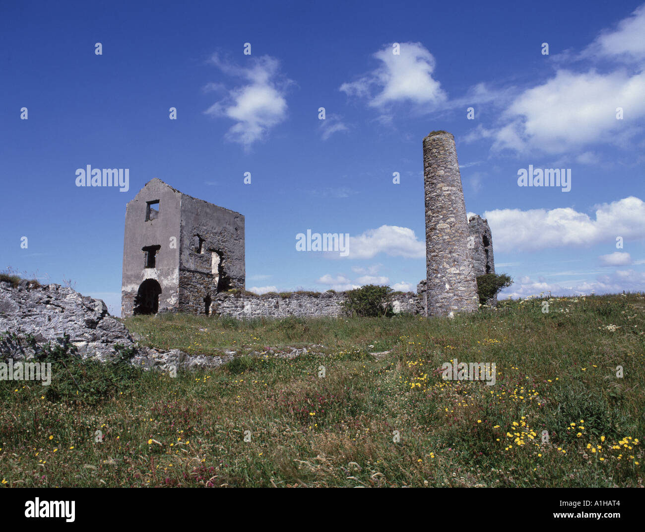 Old mine working on the cliff's near Knockmahon on the Copper coast Stock Photo