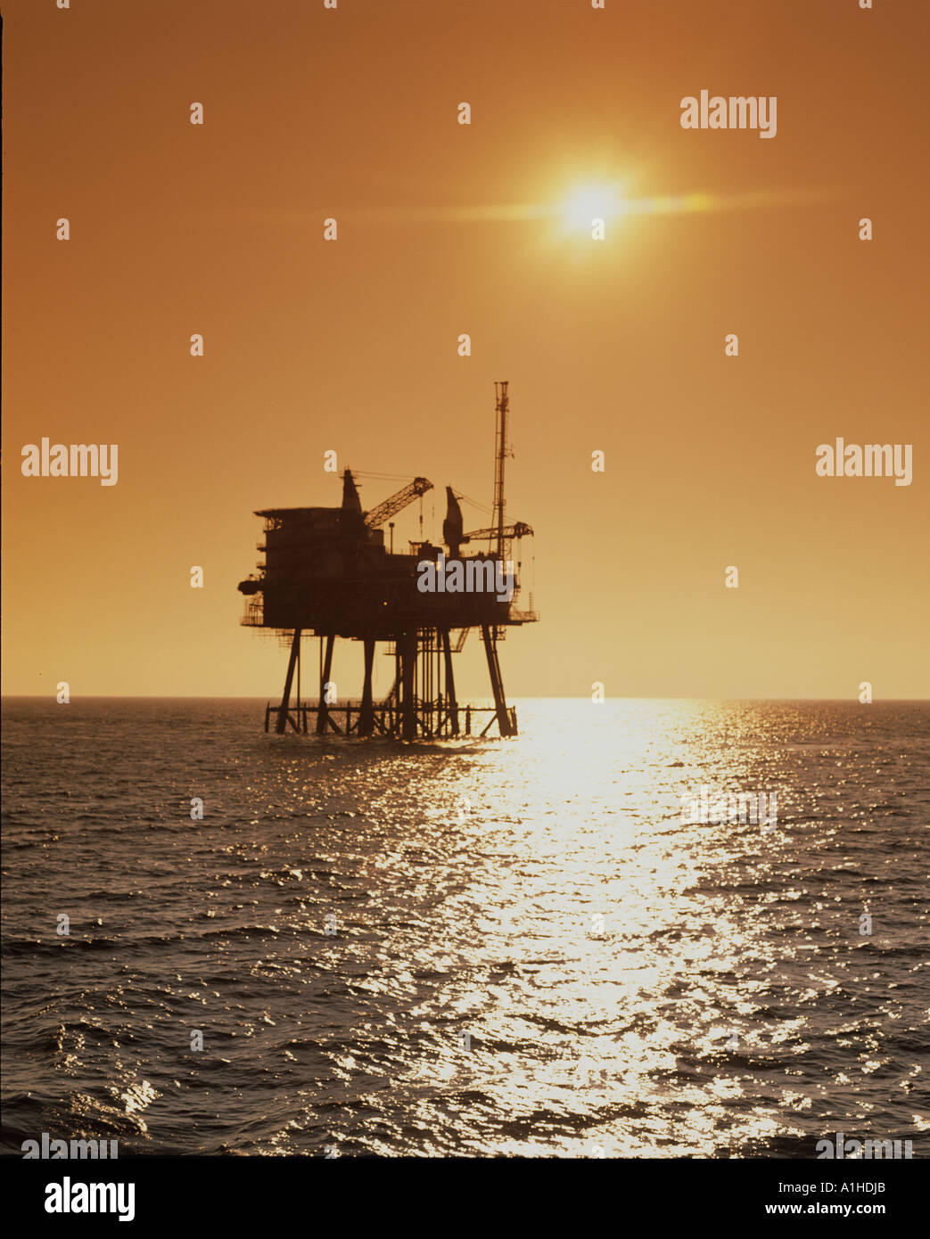 oil gas exploration platforms in the atlantic ocean Stock Photo