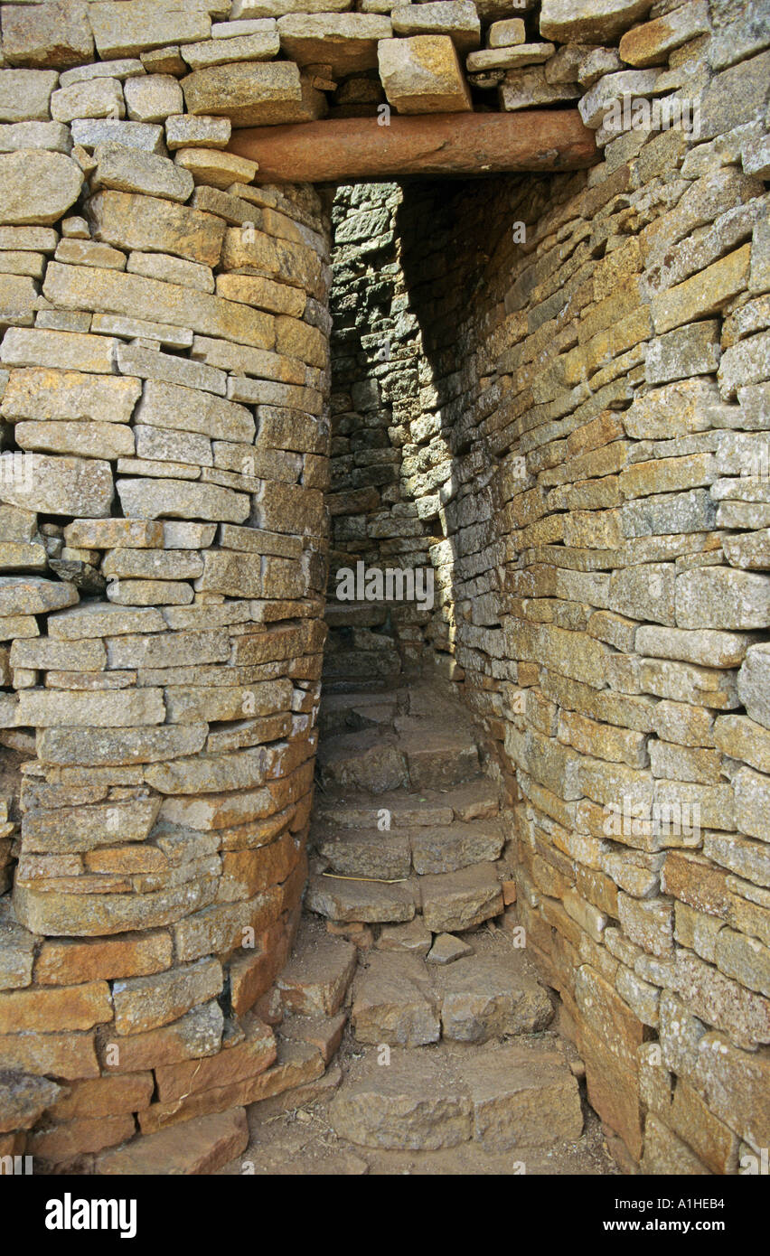 Narrow passageway Great Zimbabwe meaning house of rock in Shona the