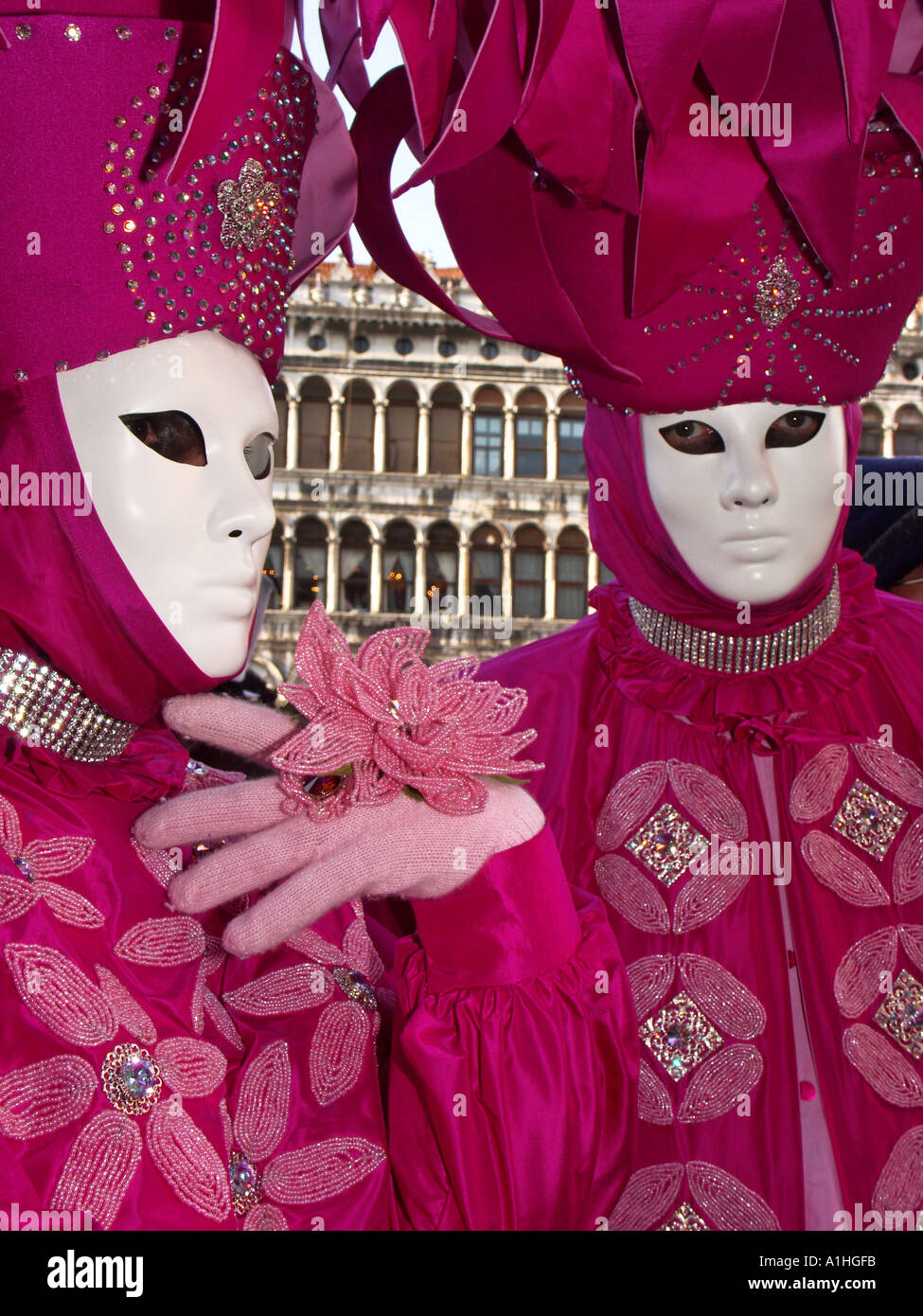 Person wearing Carnival costume and Mask Venice yearly winter February