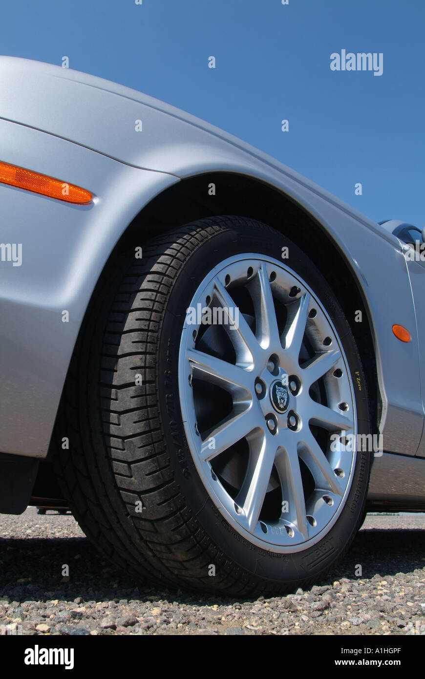 Jaguar S-type front wheel. Stock Photo