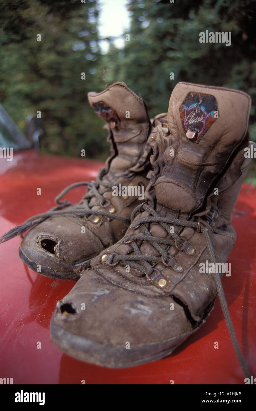 photographer's own pair of worn out hiking boots southside brooks range