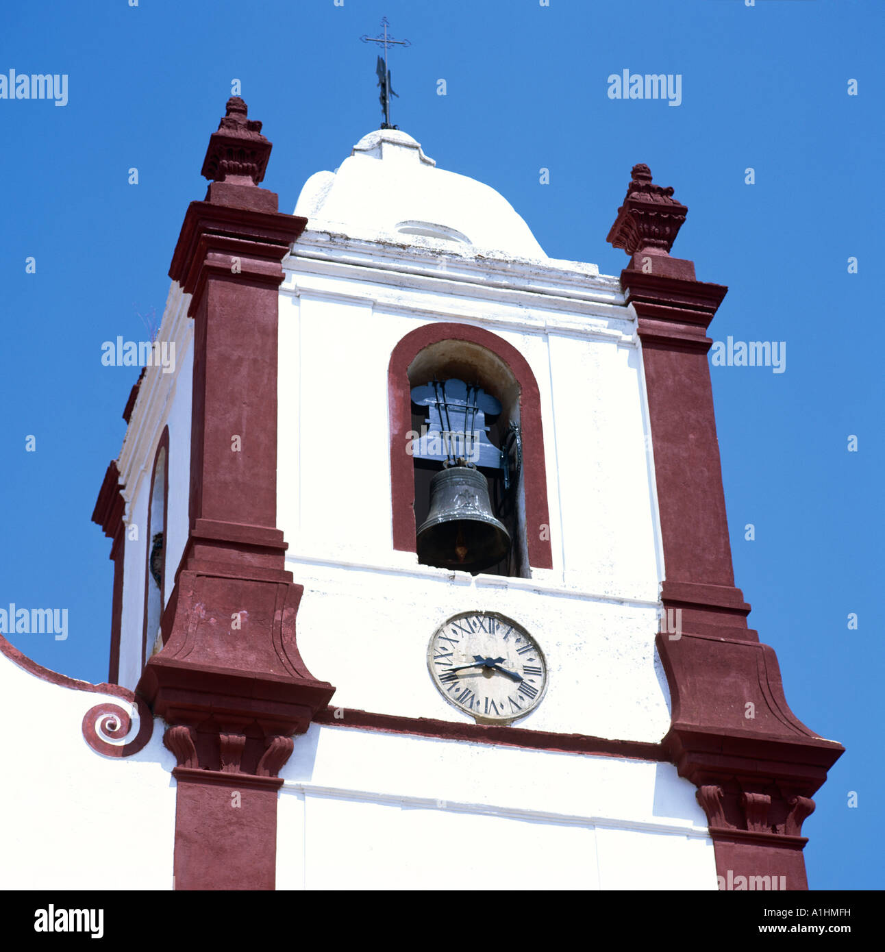 Belltower Silves Cathedral Algarve Portugal Europe Stock Photo