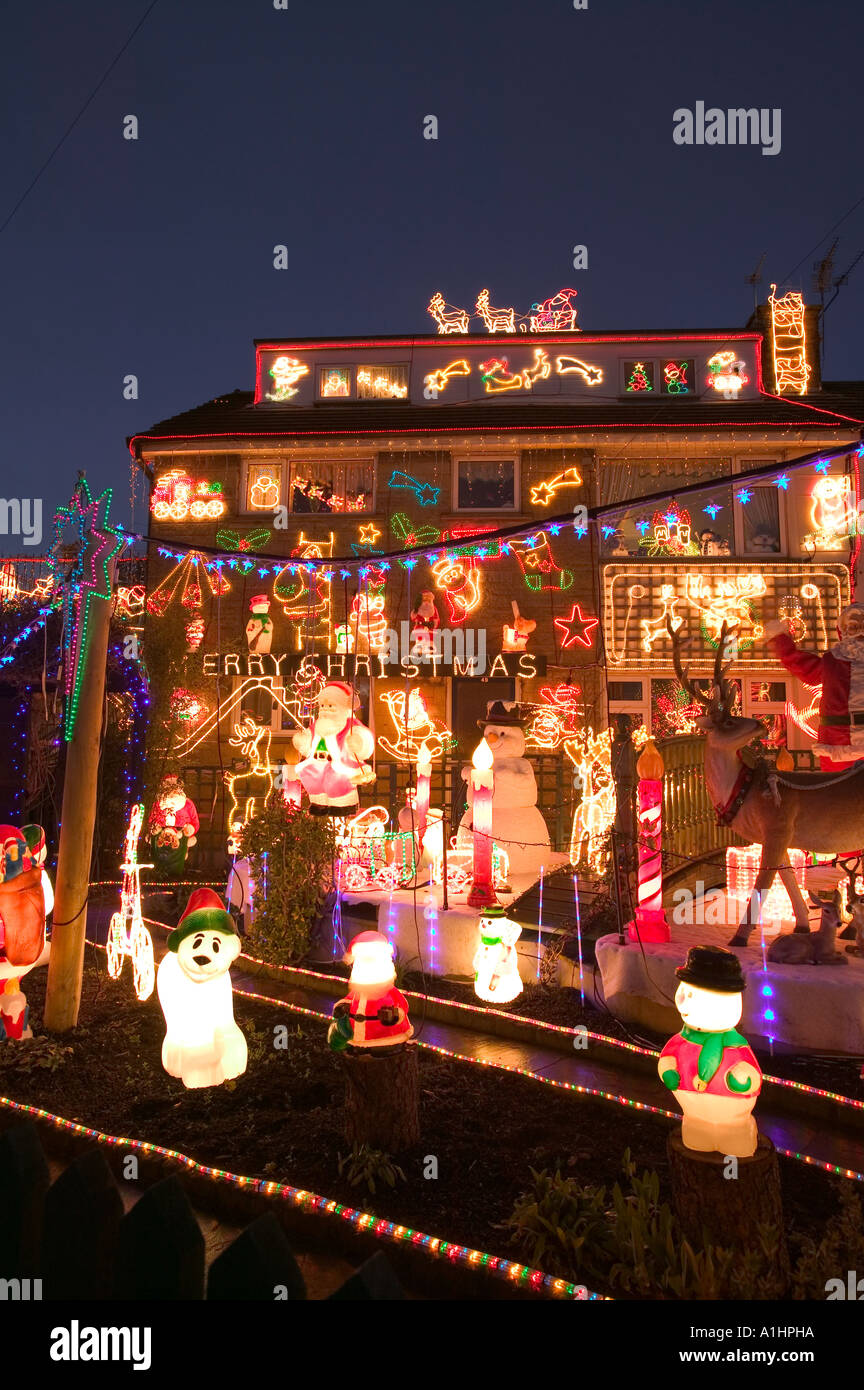 Christmas Lights House Lancashire High Resolution Stock Photography and