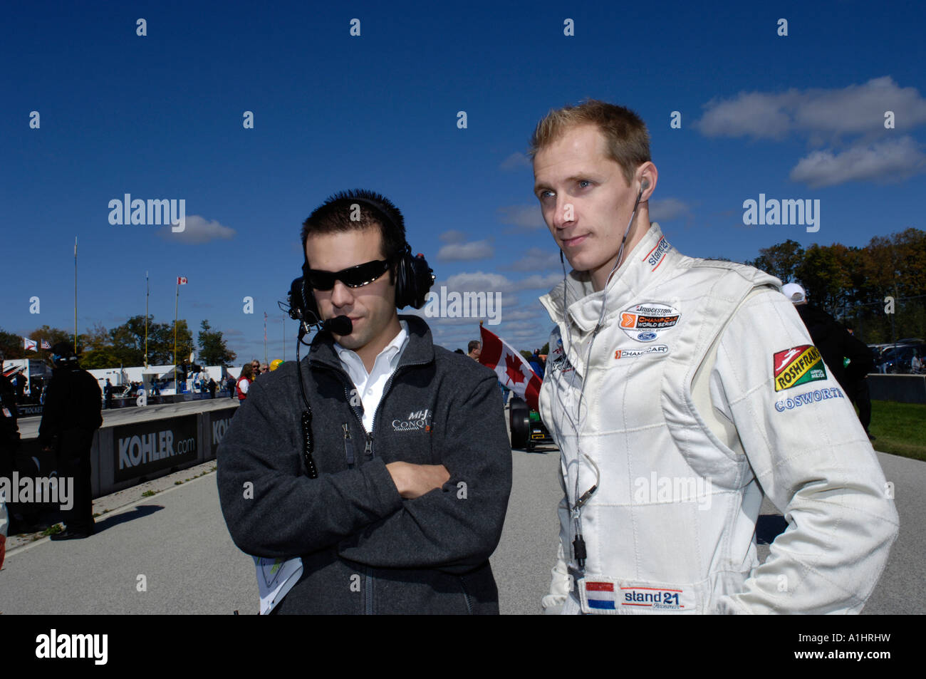 Charles Zwolsman with a crewman at the Champ Car Grand Prix of Road America 2006 Stock Photo