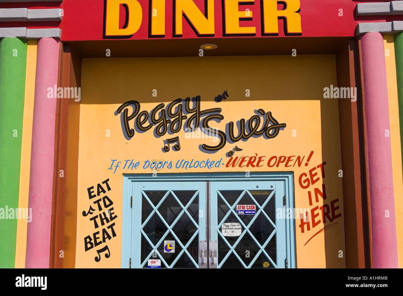 Entrance to the famous Peggy Sues fifties diner on the I15 near Barstow ...