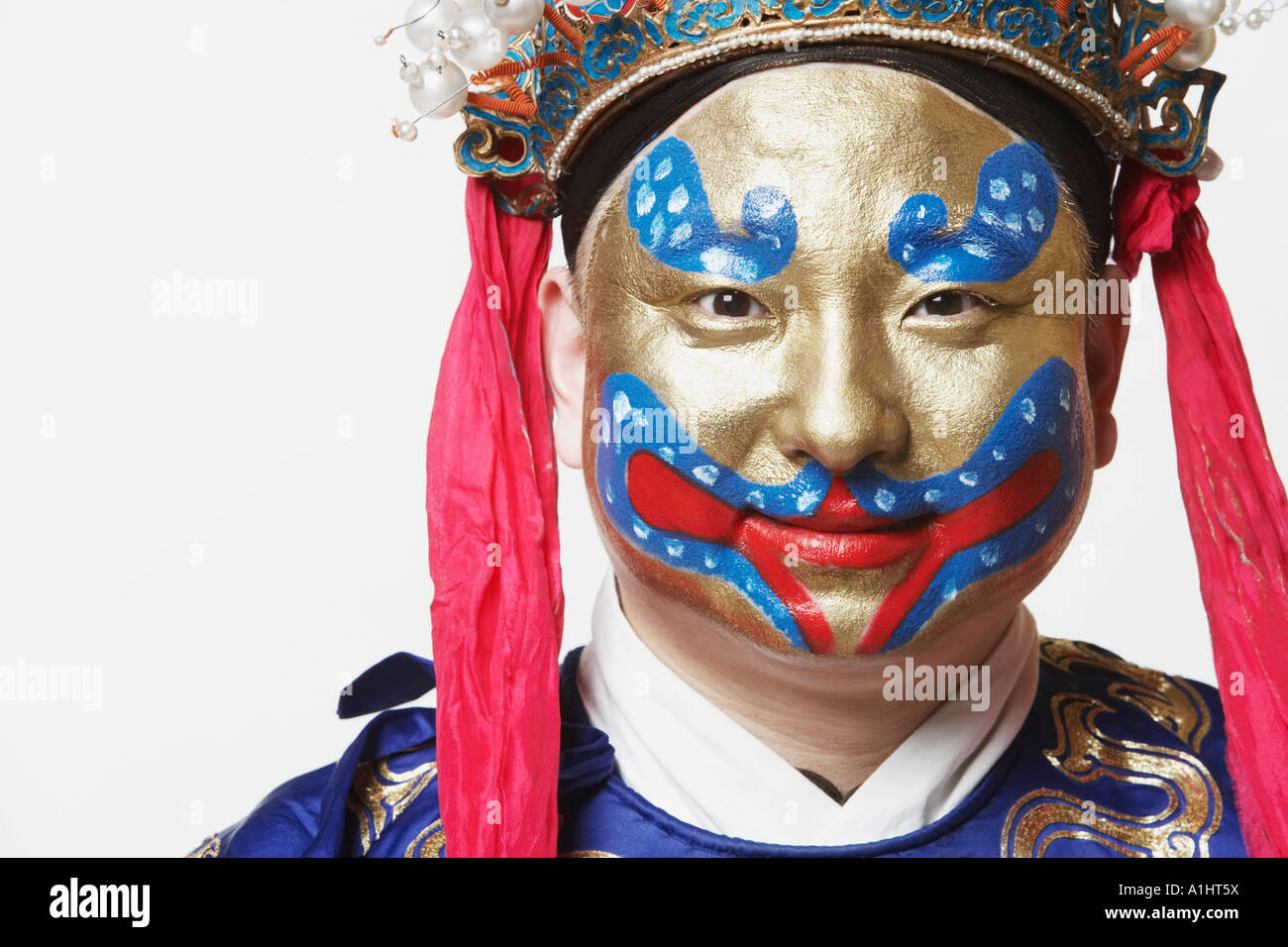 Portrait of a male Chinese opera performer smiling Stock Photo