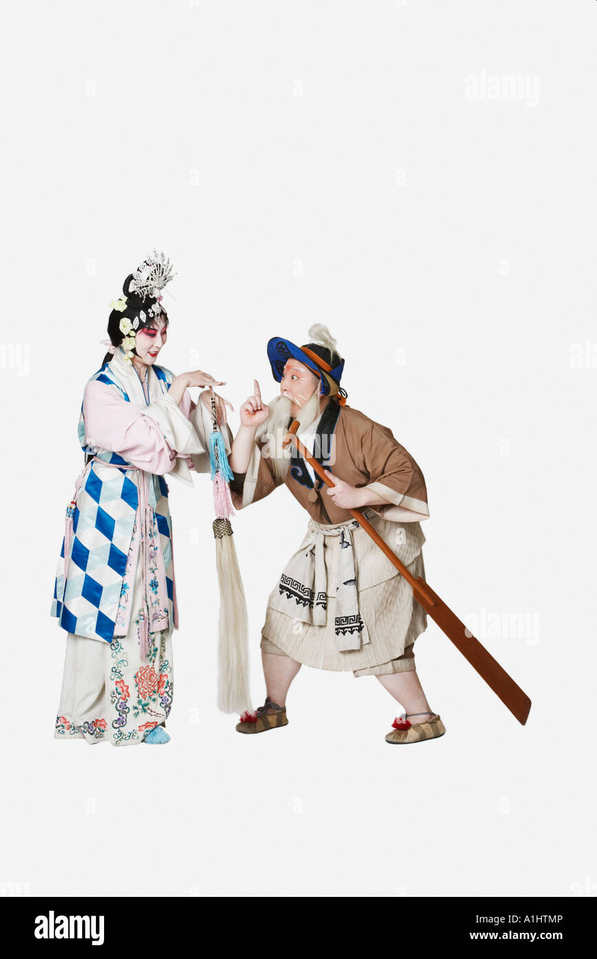 Mid adult man and a mature woman wearing traditional clothing Stock Photo