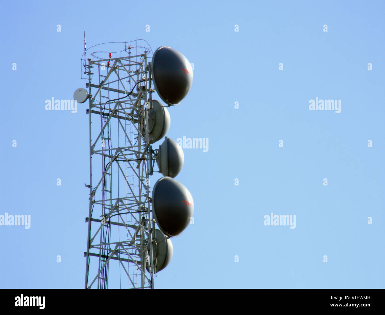 microwave communications tower radio RF telecommunications Stock Photo ...