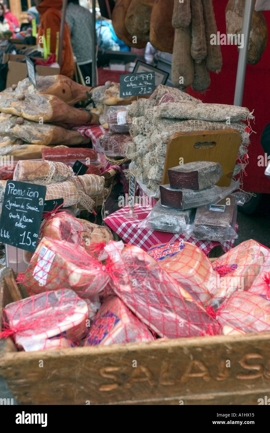 french meats in french market in france Stock Photo Alamy