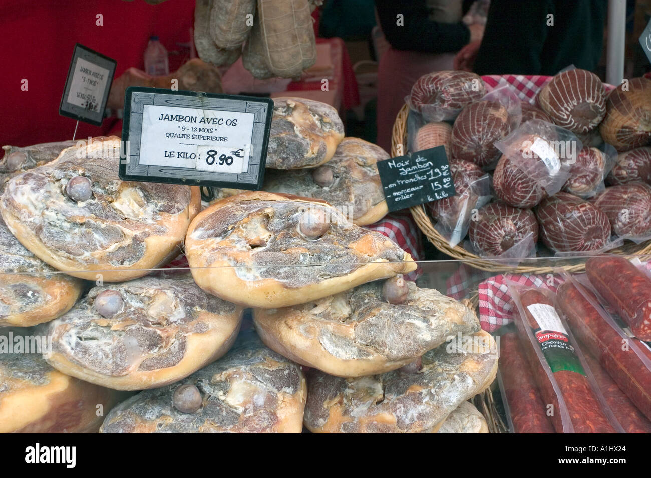 french meats in french market in france Stock Photo Alamy