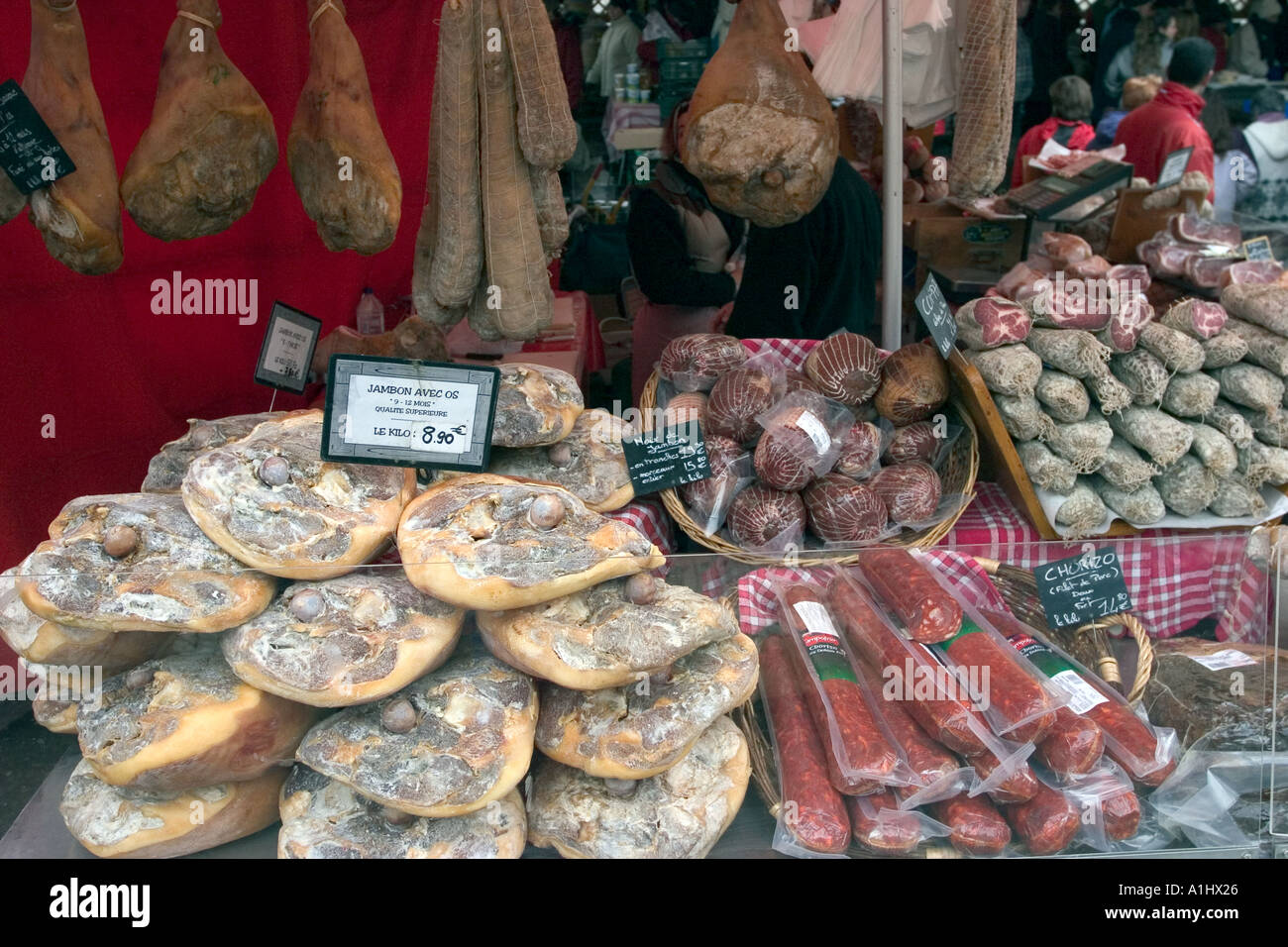 french meats in french market in france Stock Photo Alamy