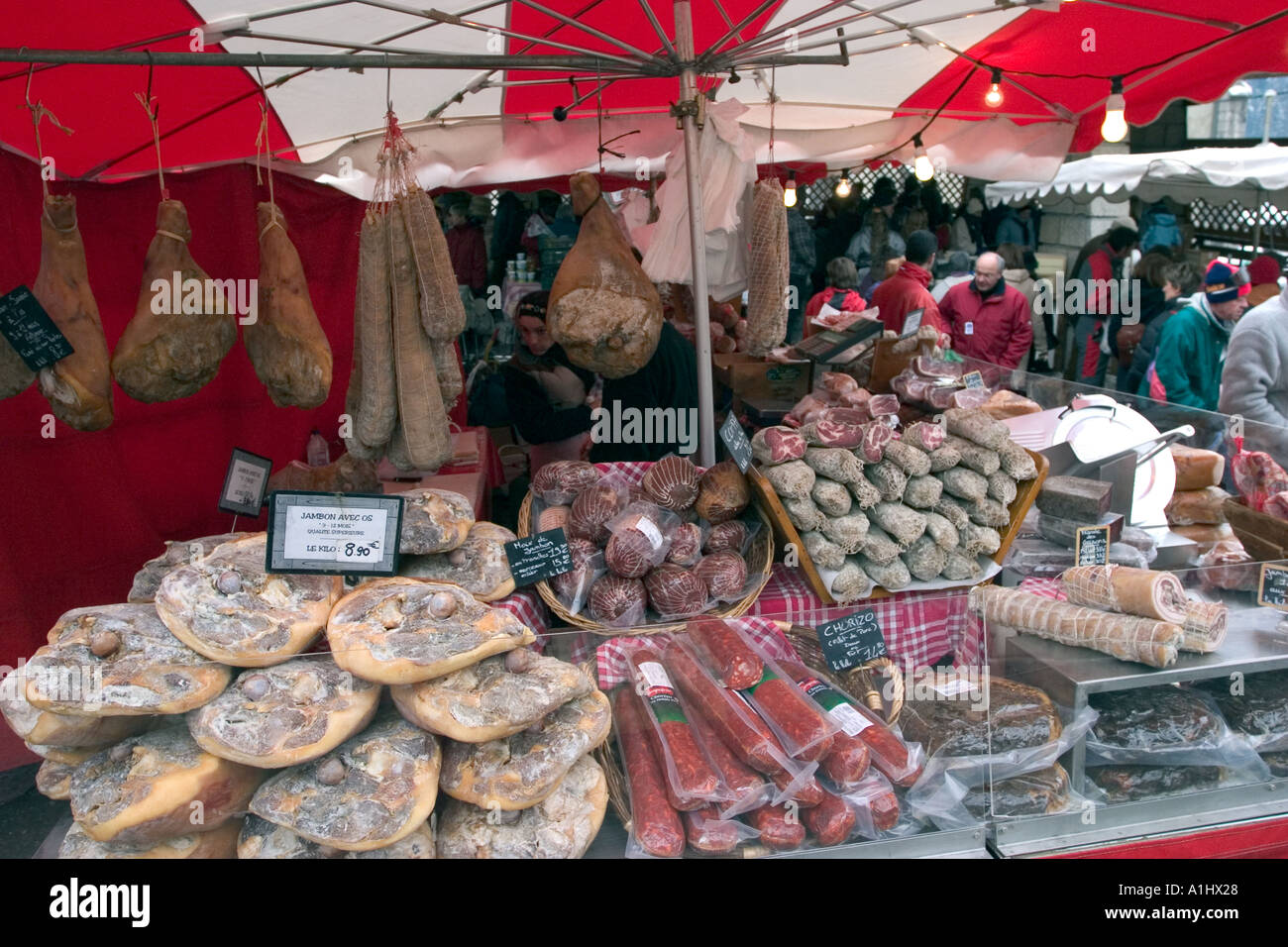 french meats in french market in france Stock Photo Alamy