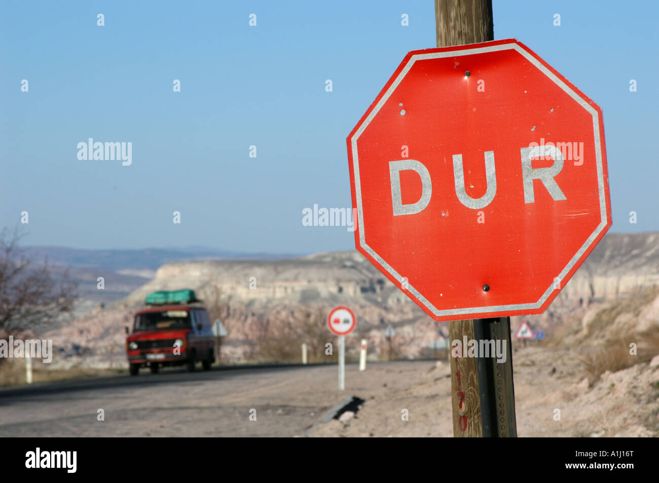 Turkish Stop Sign 'Dur' In Cappadocia, Turkey Stock Photo - Alamy