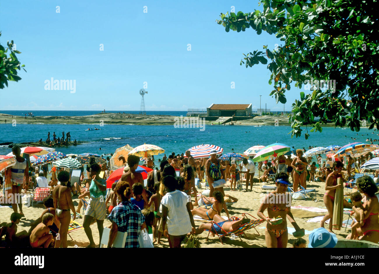 People at beach Guarapari beach Espirito Santo Brazil Stock Photo