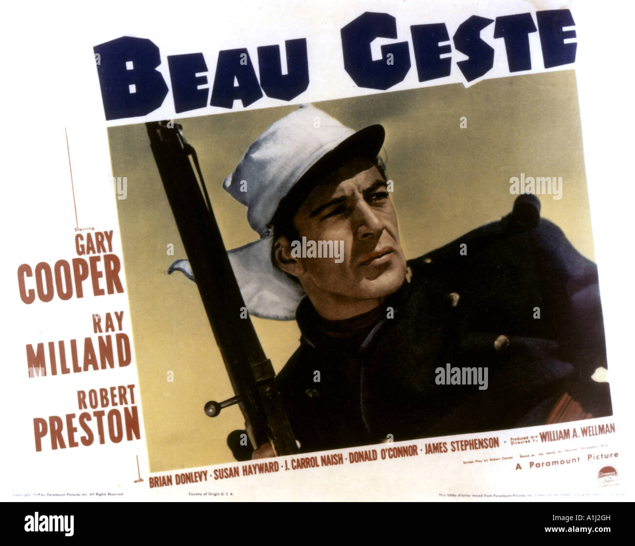 Beau Geste Year 1939 Director William Wellman Gary Cooper hobby card Stock Photo