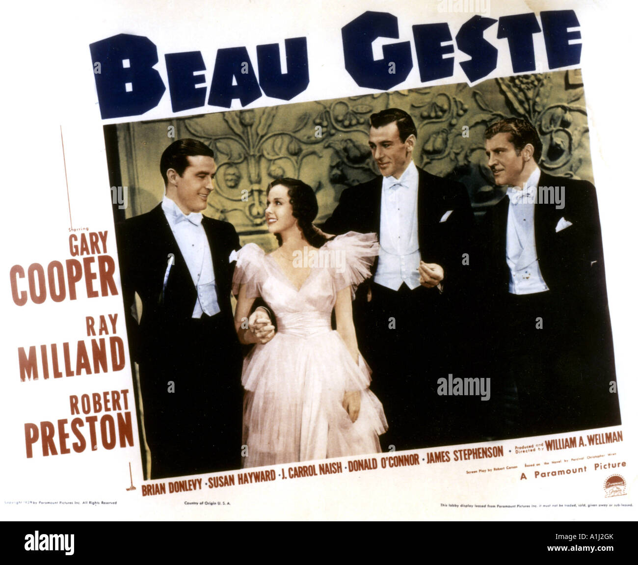 Beau Geste Year 1939 Director William Wellman Gary Cooper Ray Milland Robert Preston Susan Hayward hobby card Stock Photo