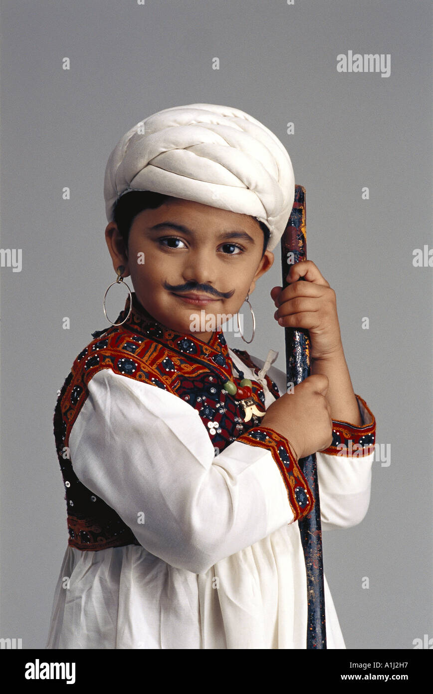 VDA76045 Young Gujarati boy dressed as an adult farmer India Stock Photo Alamy