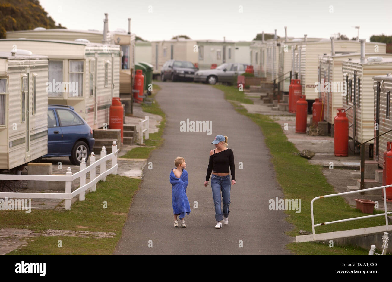 A CARAVAN PARK AT THE WHITSAND BAY HOLIDAY PARK NEAR PLYMOUTH CORNWALL ...