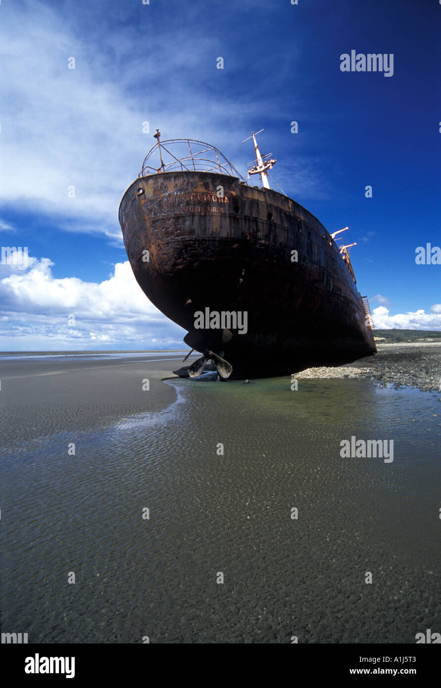 Desdemona Cargo Shipwreck in Cabo San Pablo, Tierra del Fuego, Argentina Stock Photo