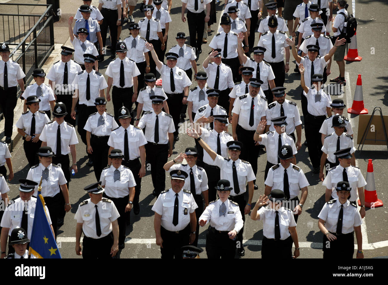 Police march in Europride gay march through London Stock Photo