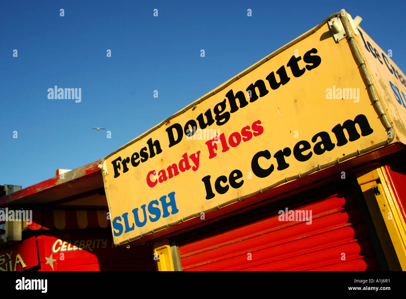 Doughnut food shop in Blackpool, Lancashire ice cream, slush, candy