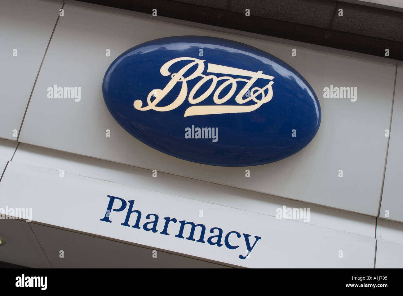 Boots the Chemists and pharmacy sign Stock Photo Alamy