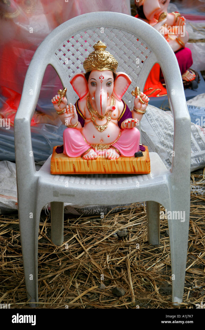 Statue of lord ganesh sitting on elephant hires stock photography and
