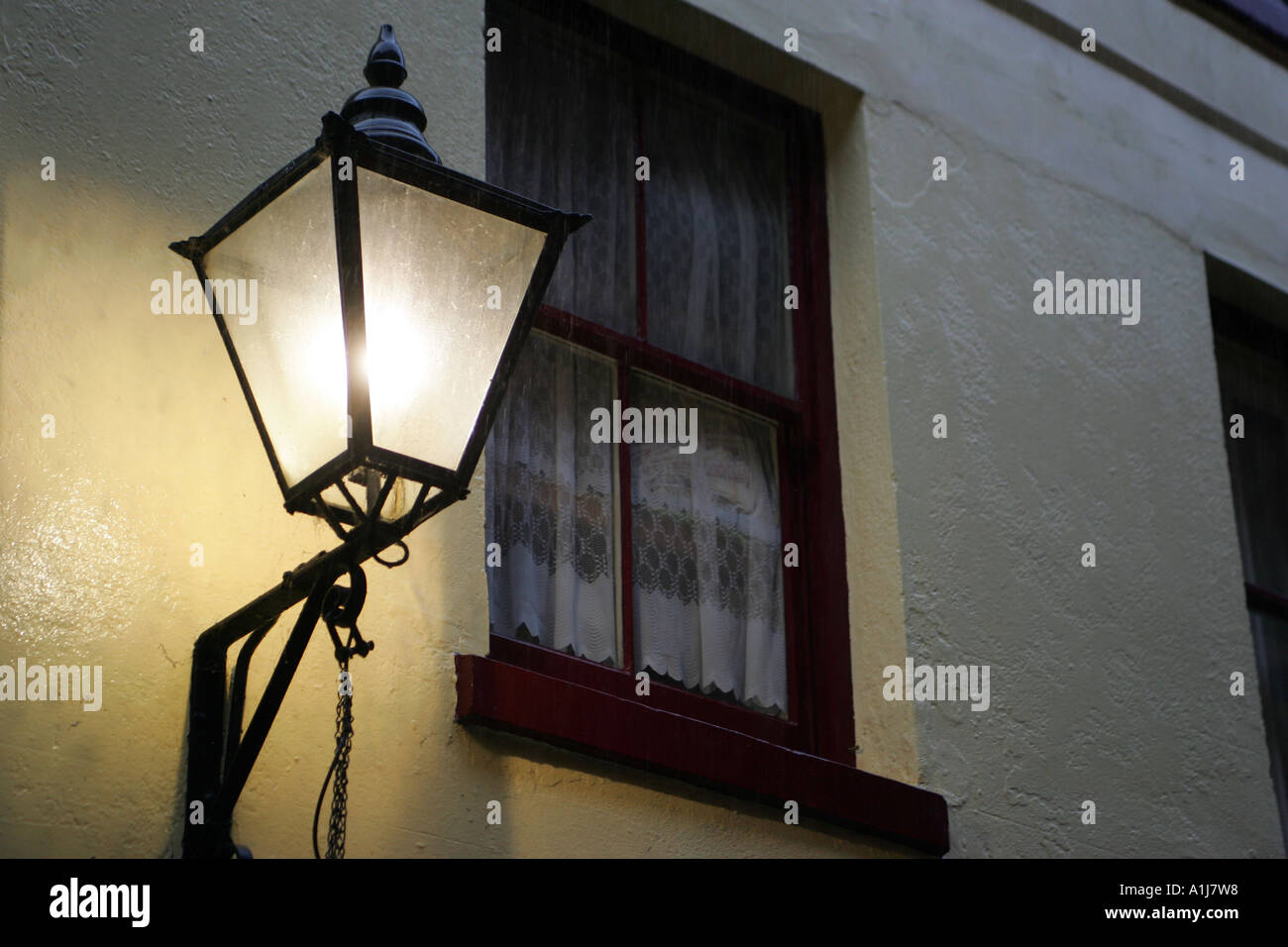 Street light outside a house in Ludlow, Shropshire Stock Photo