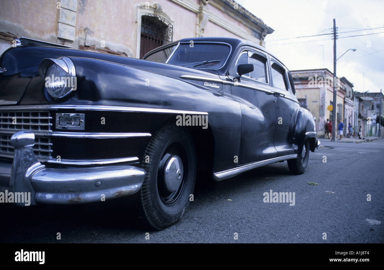 A black 1947 Chrysler Windsor in a street in Cuba Stock Photo