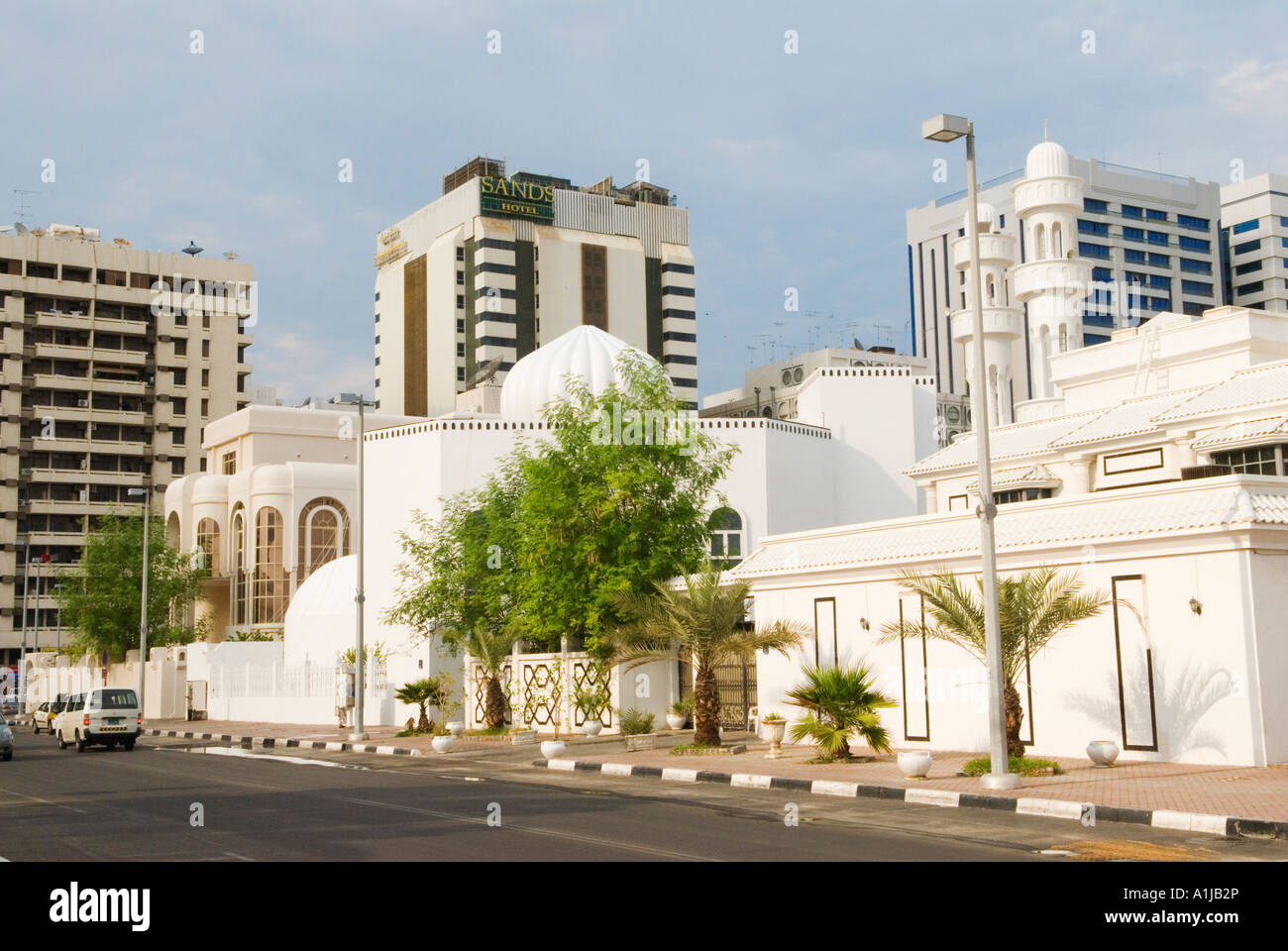 Abu Dhabi United Arab Emirates UAE .  Typical expensive family housing in  centre of Abu Dhabi Hotels Stock Photo