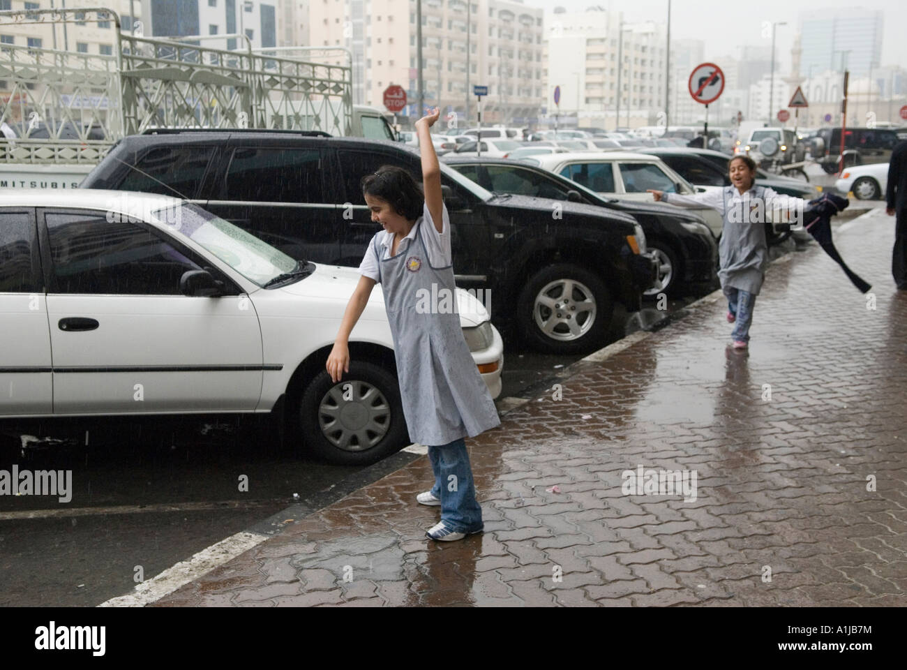 AbuDhabi United Arab Emirates UAE November rain storm. HOMER SYKES Stock Photo