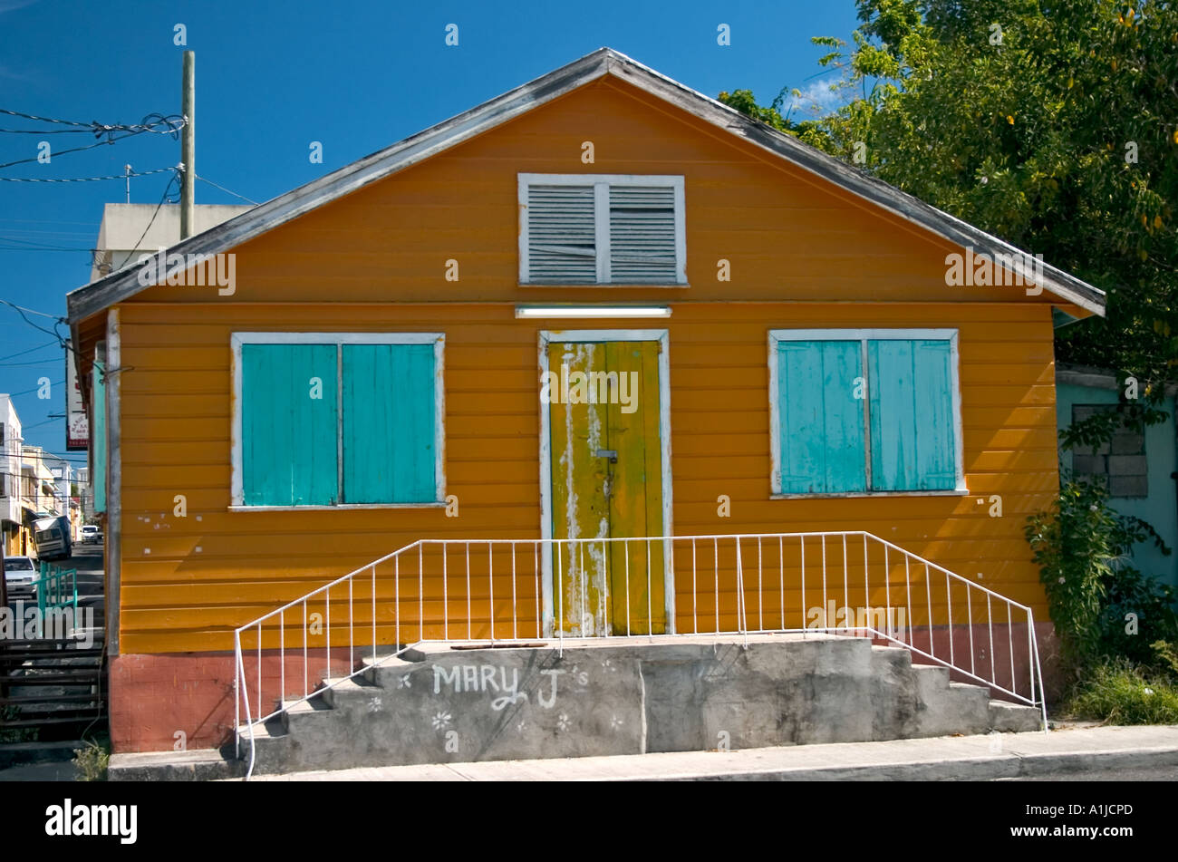 Colourful house in Dominica Stock Photo Alamy