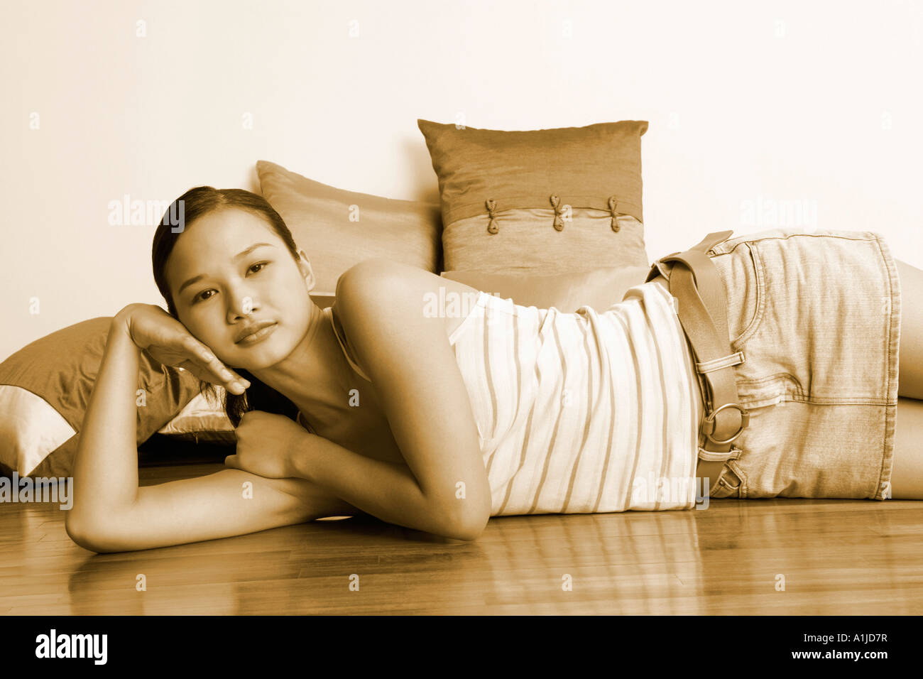 Person lying on floor hi-res stock photography and images - Alamy