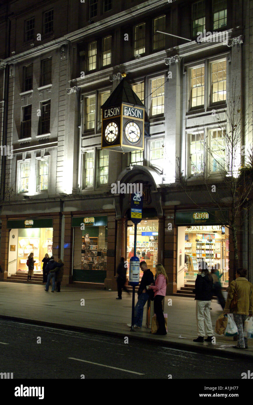 Eason Store on O'Connell Street Dublin southern Ireland Eire night time