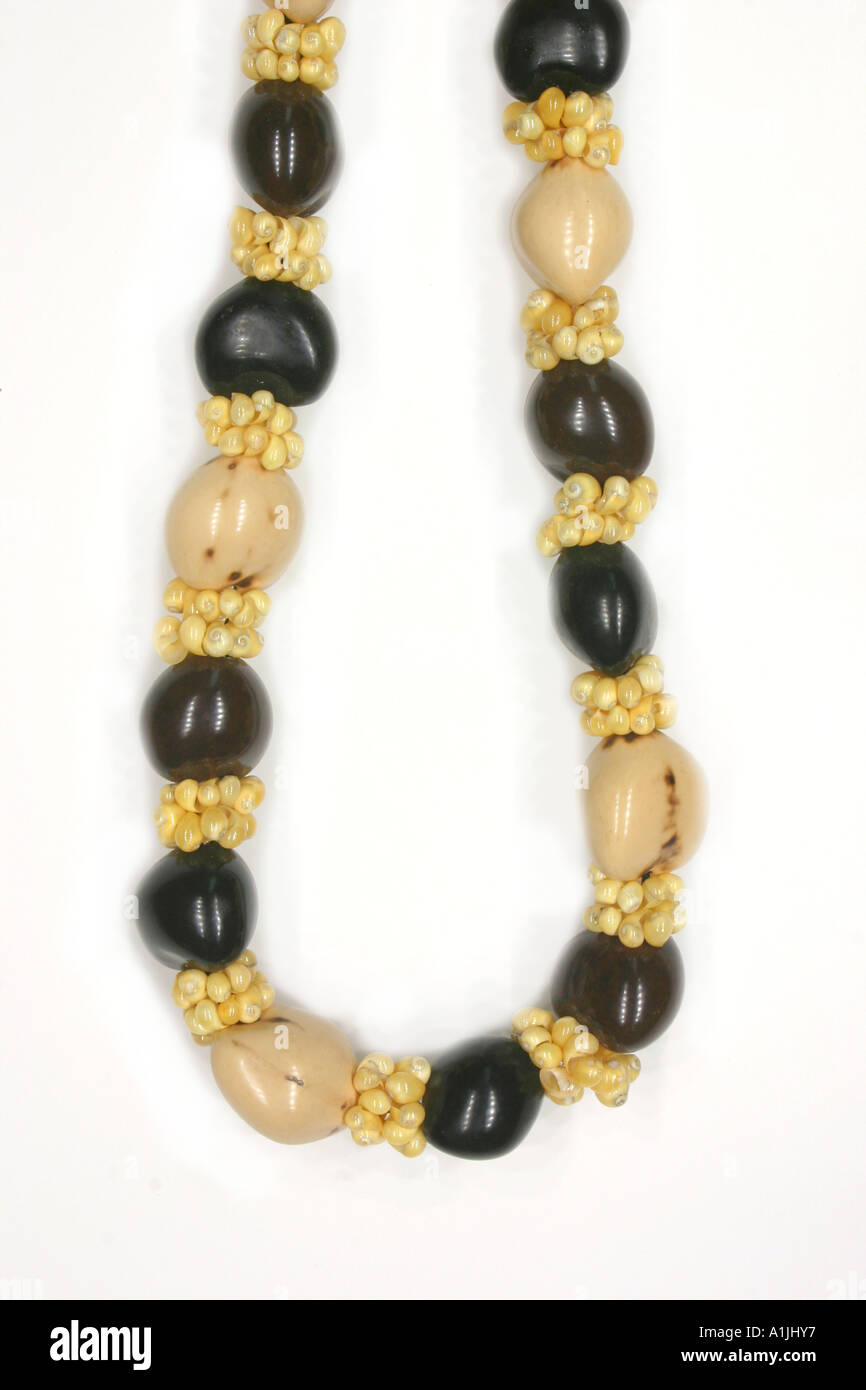 Shell and kukui nut lei against white studio background Stock Photo Alamy