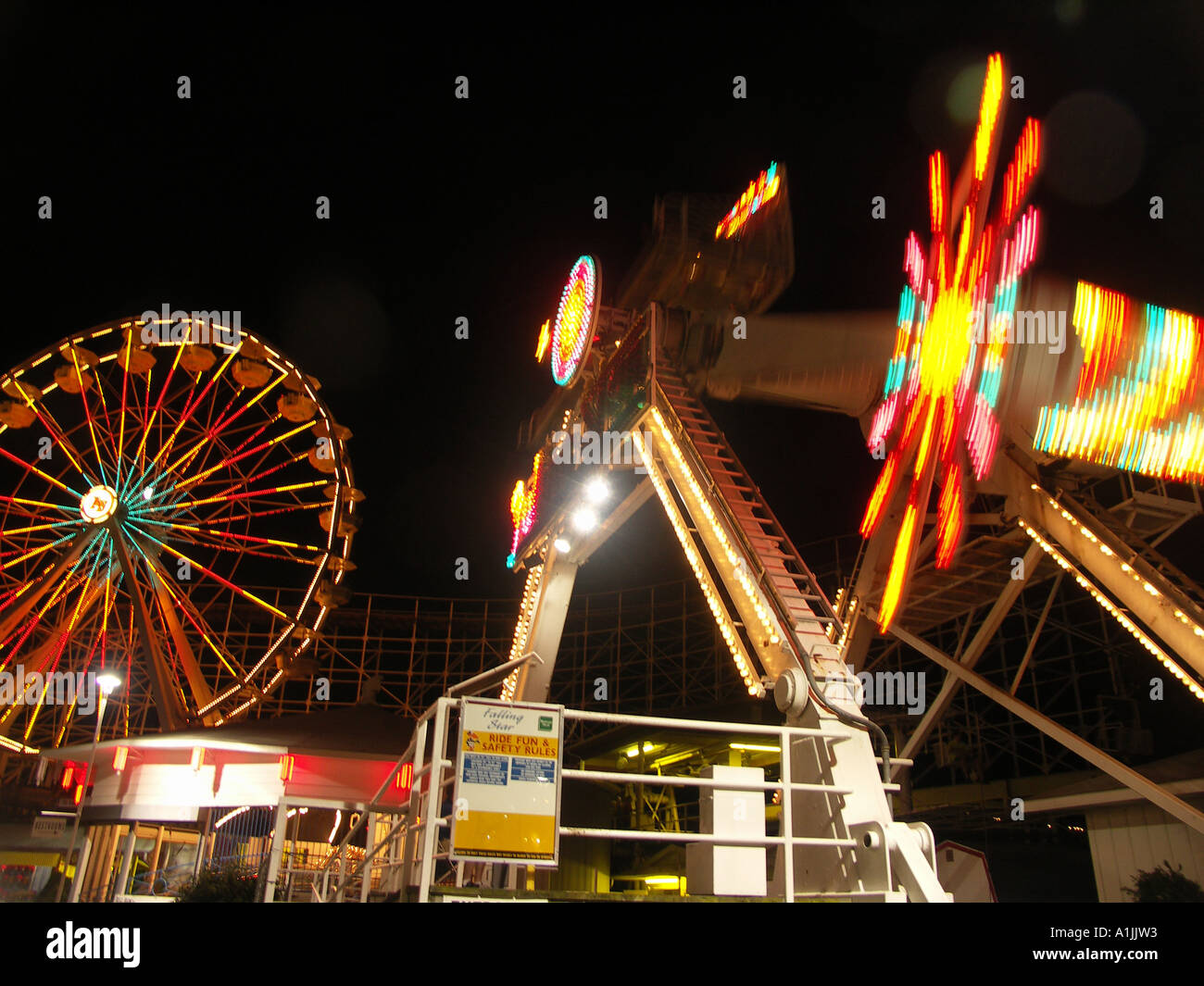 Amusement Park at Night Stock Photo Alamy