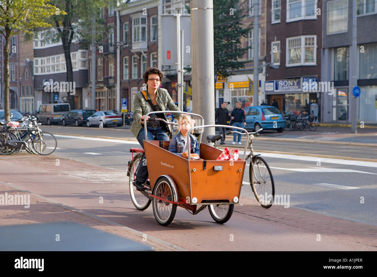 Trike conveyance for child in Amsterdam Stock Photo