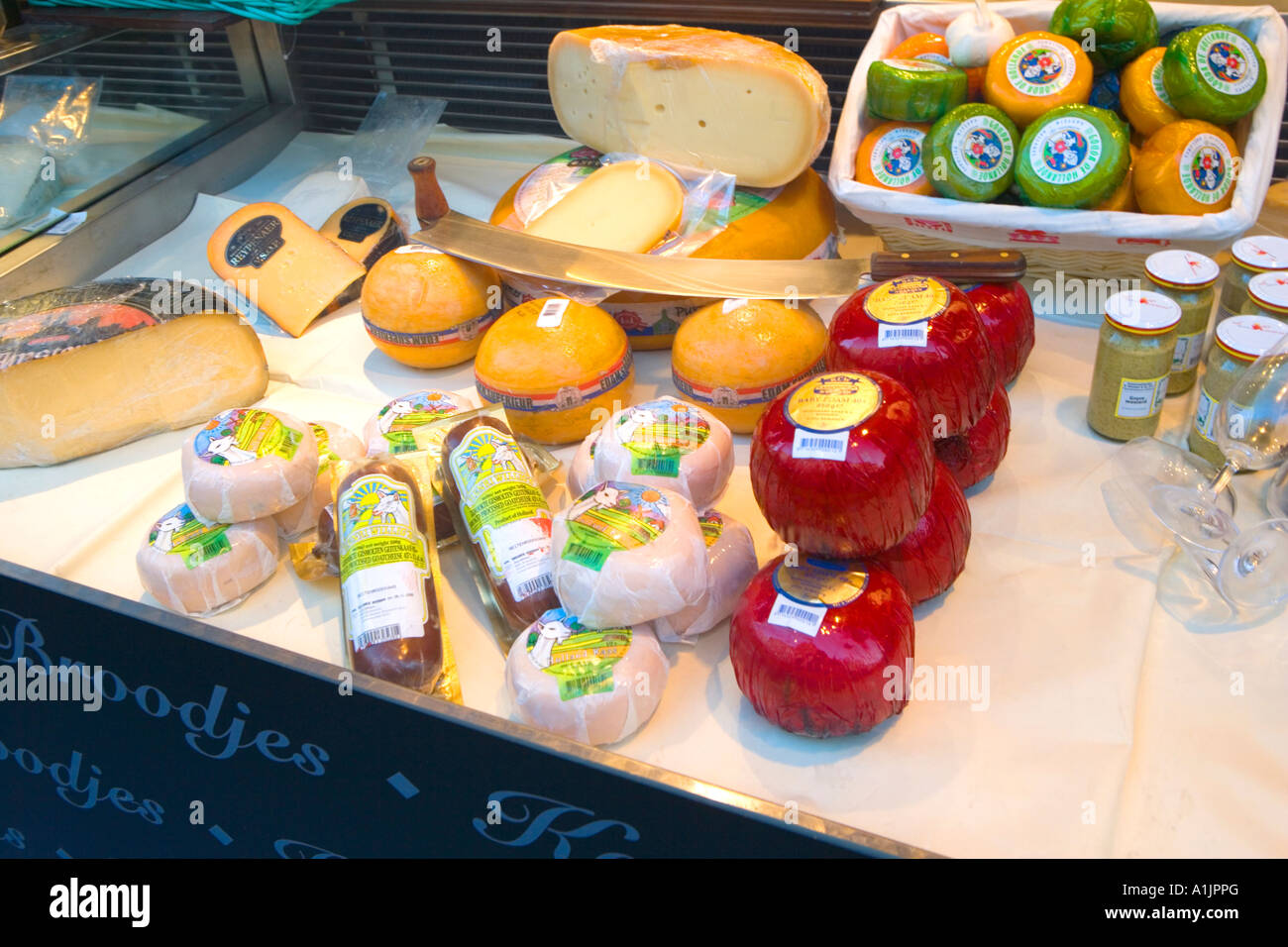 Dutch cheese display in Amsterdam shop Stock Photo Alamy