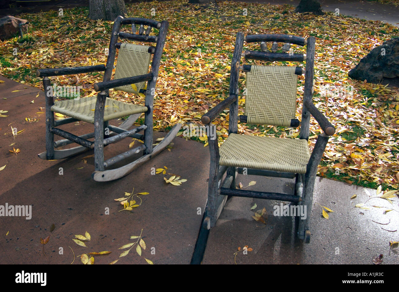 autumn chairs Stock Photo