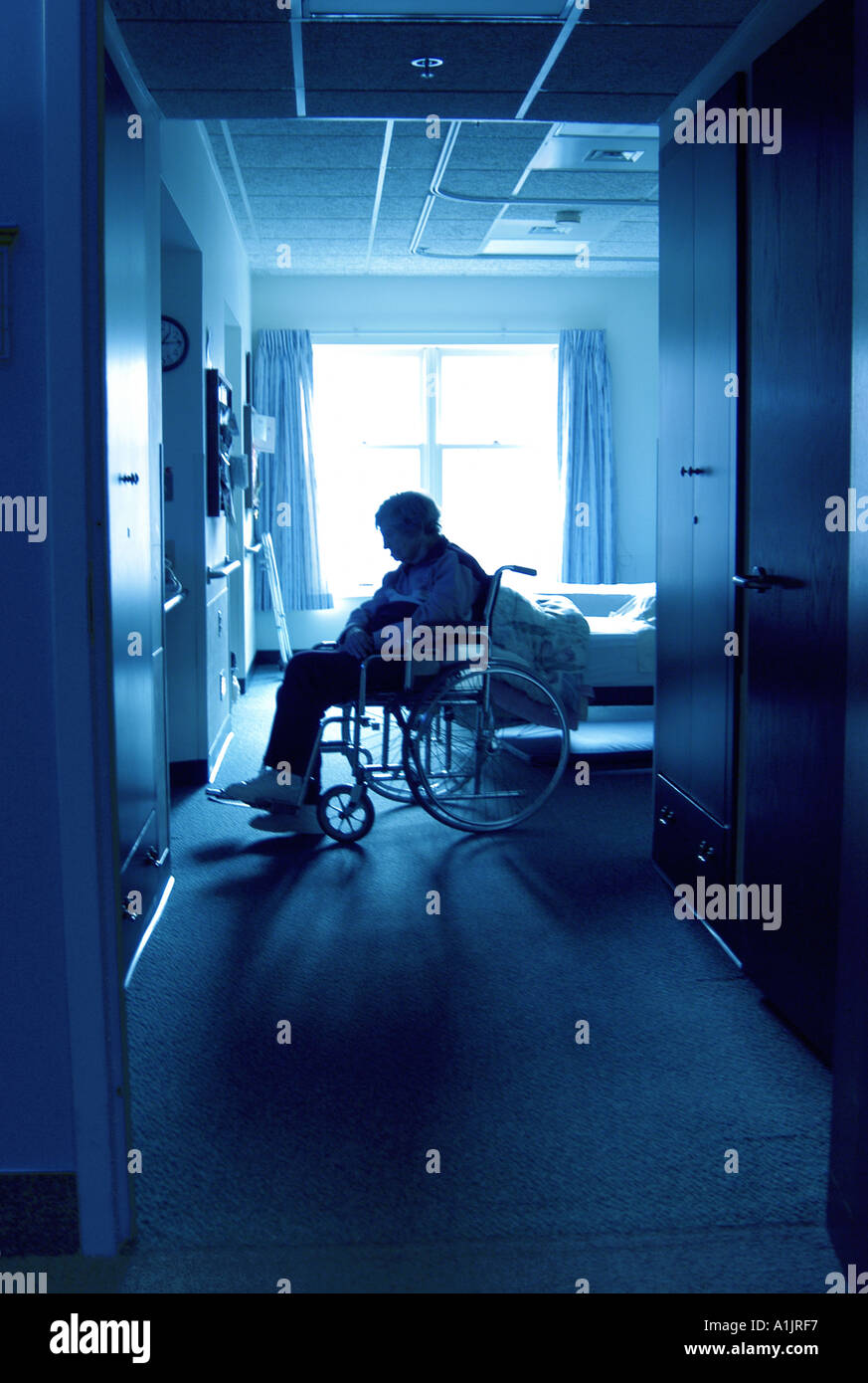 Old lonely woman in wheelchair hi-res stock photography and images - Alamy