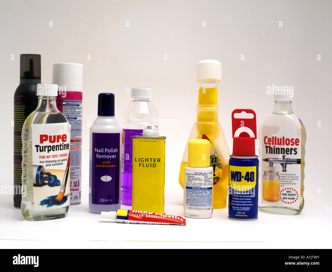 Household Products that can be used as Inhalants Stock Photo