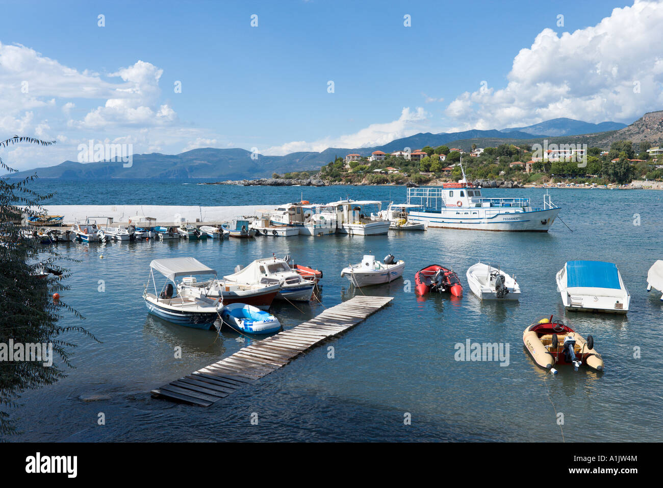 Harbour, Stoupa, The Mani Peninsula, Peloponnese, Greece Stock Photo