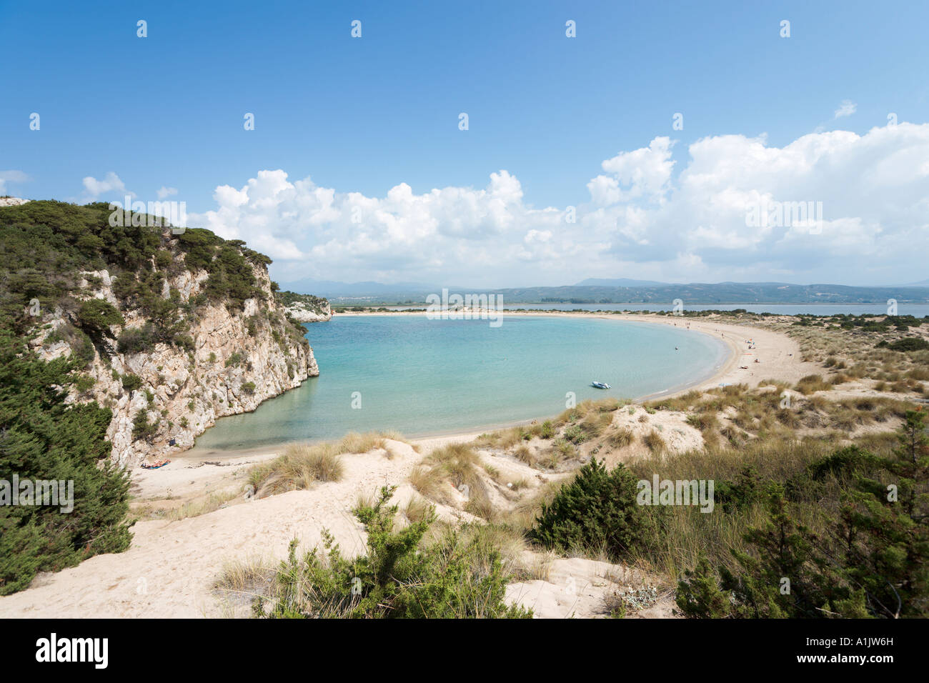 View over Voidokilia Beach, Petrohori near Yialova, Messinia, Peloponnese, Greece Stock Photo