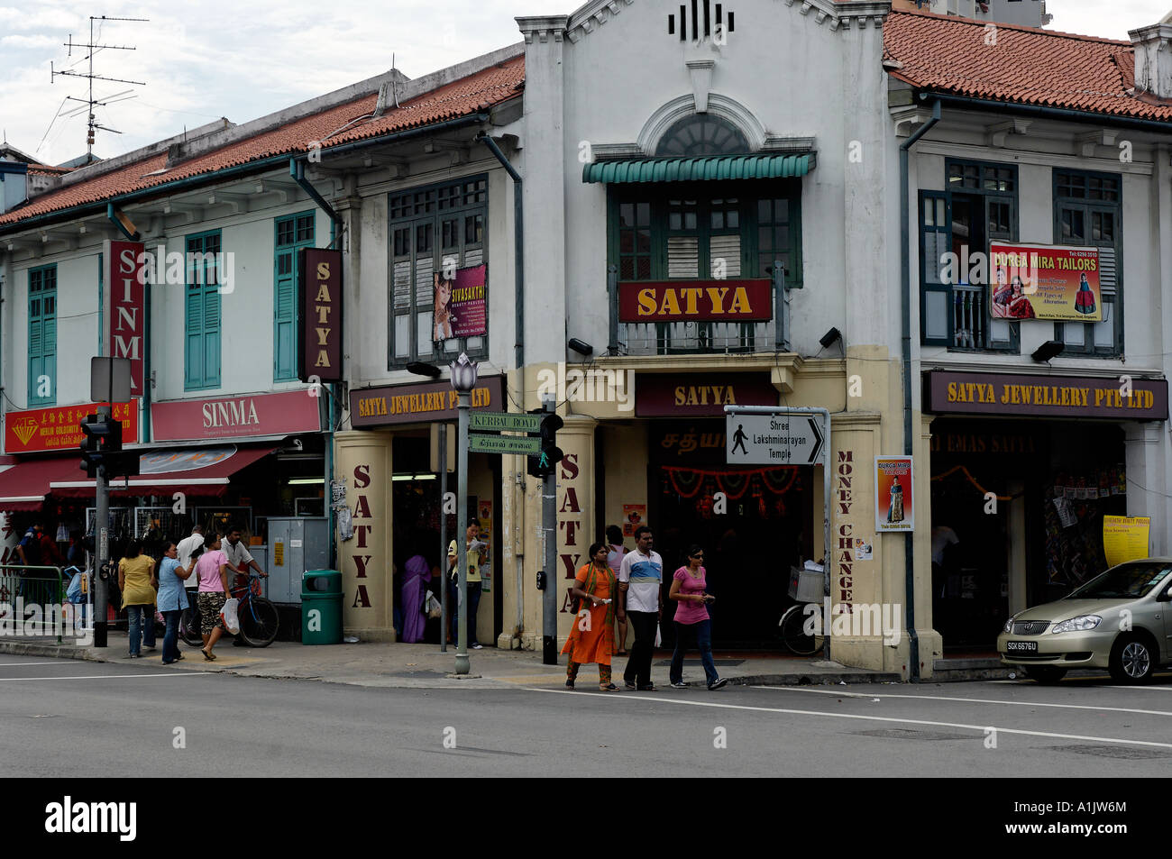 Shop houses in Little India, Singapore Stock Photo