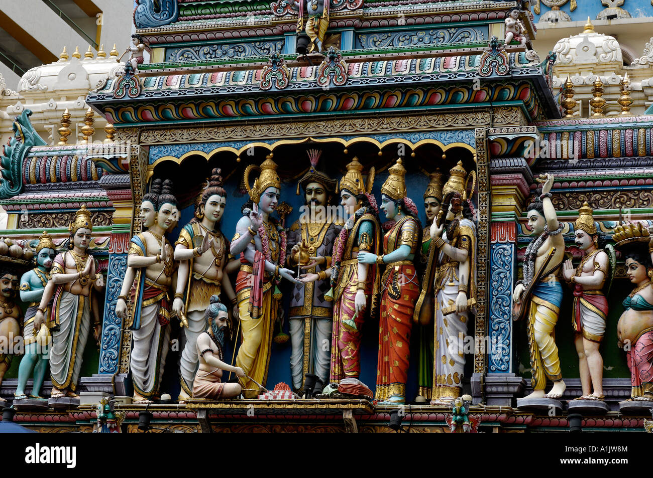Sri Krishnan temple, a Hindu temple dedicated to Vishnu, Bugis Junction, Singapore Stock Photo